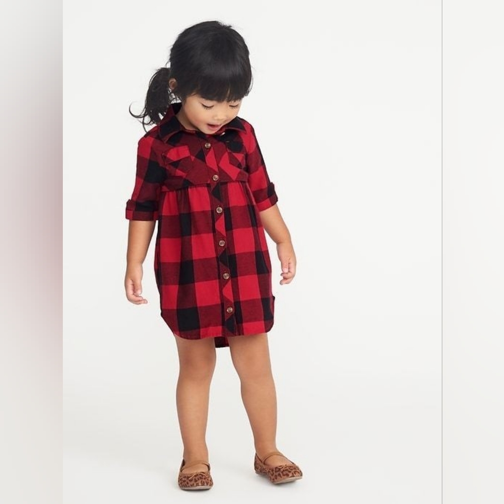 OLD NAVY | Buffalo Plaid Shirt Dress for Baby Girl Size (12-18M)